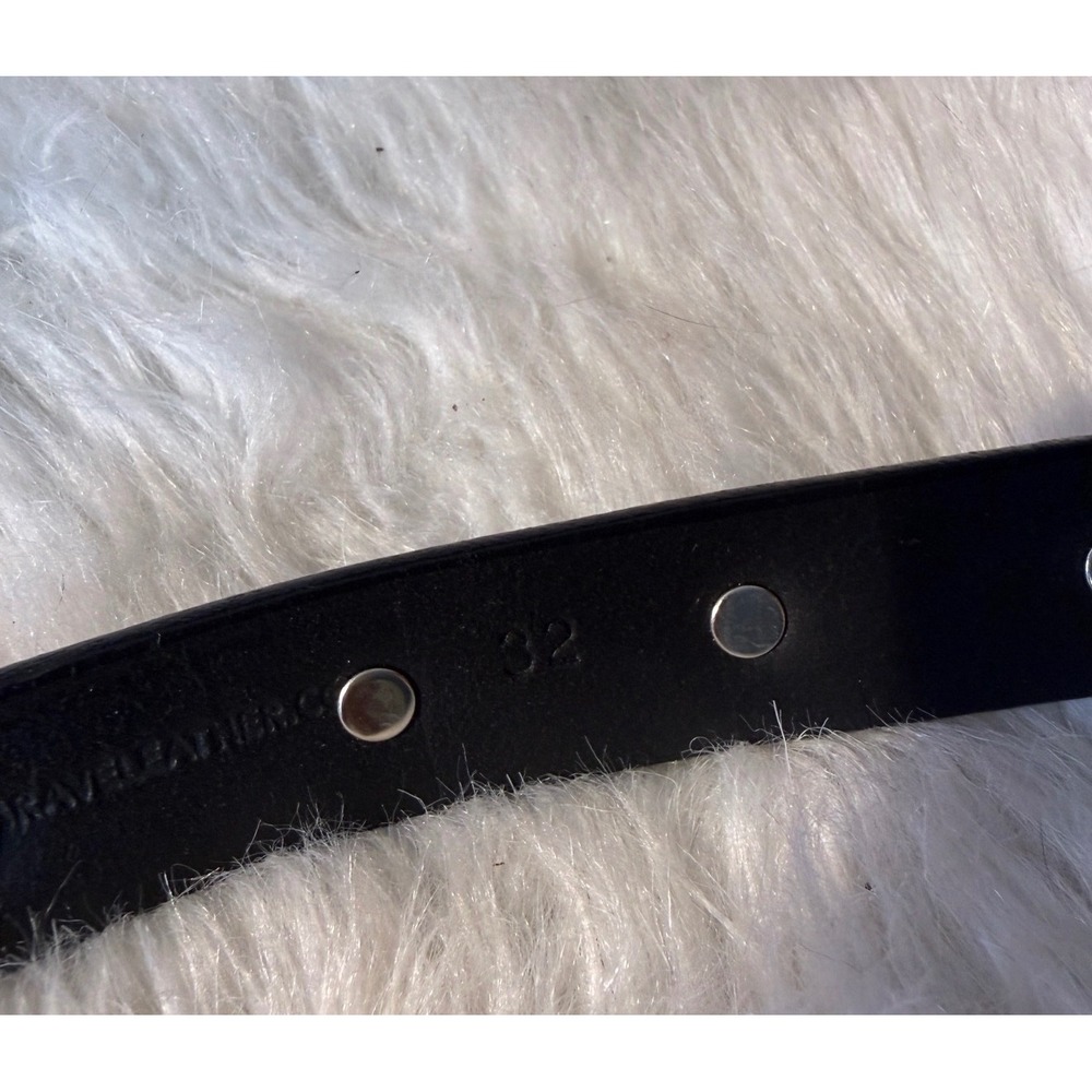 Brave Leather Black Studded Concho Belt Italian Leather Silver Buckle Size 32 - Picture 5 of 6